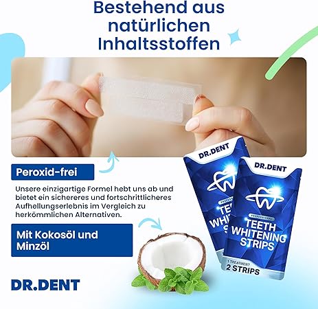 👨‍⚕️Von der CED empfohlen✅Professional Zahnaufhellungsstreifen 21 Anwendungen - Zahnschmelz-sicher - Ohne Schmerzempfindlichkeit - Professionelle Zahnbleaching Strips - 42 Streifen + Mundöffner Inklusive