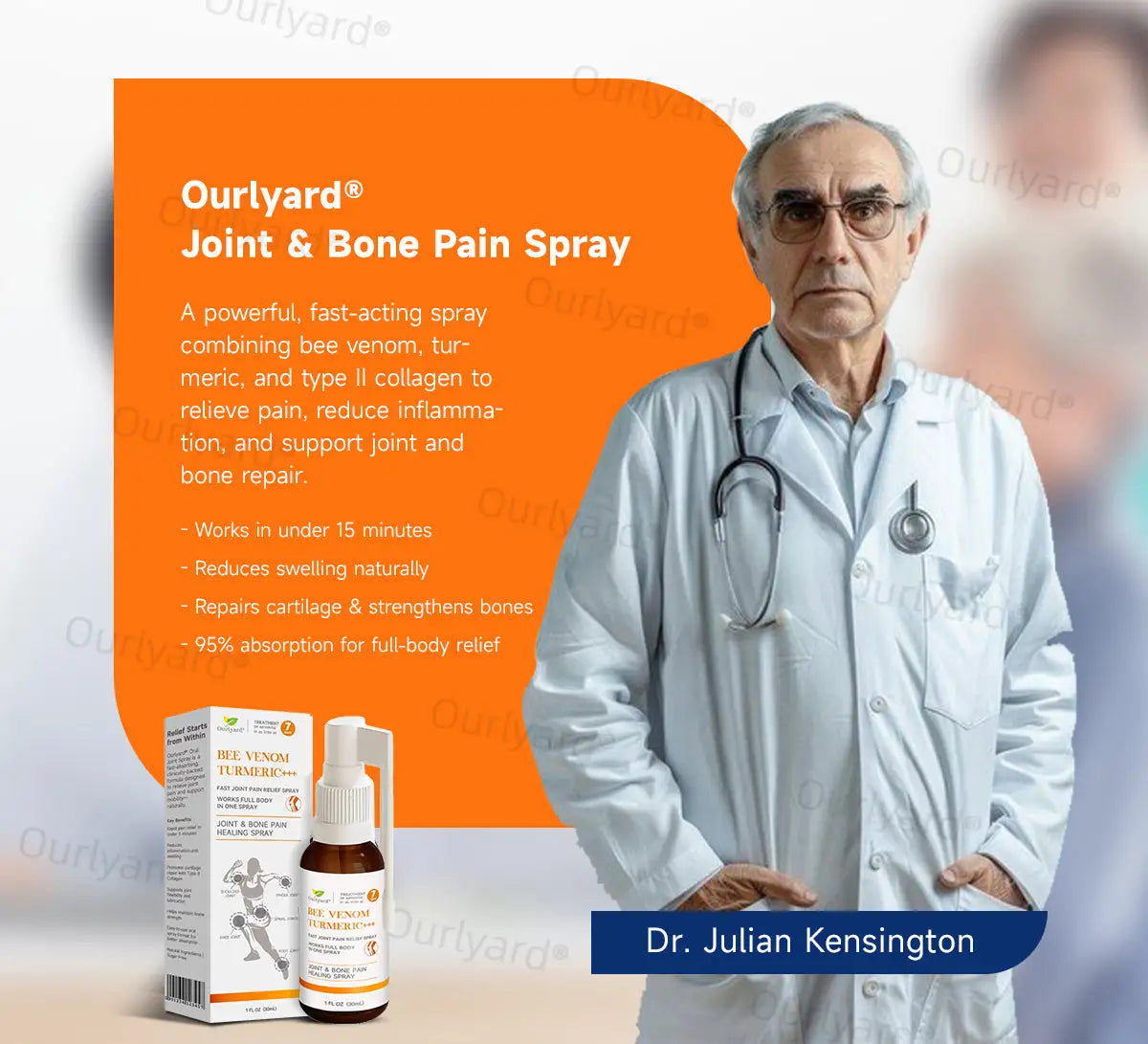 Ourlyard® Fast-Acting Bee Venom and Turmeric Joint & Bone Pain Healing Spray